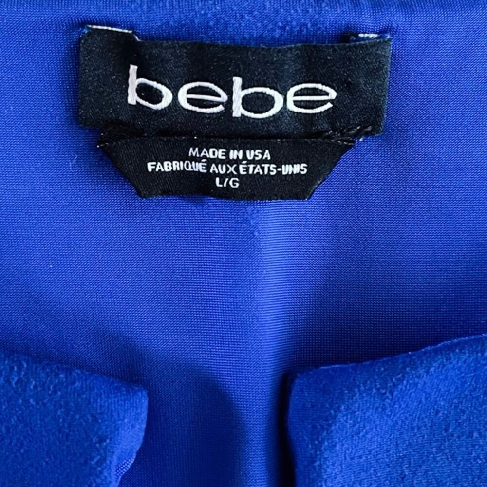 Bebe Vintage Y2K Sapphire Blue Peplum Cap Sleeve Top Girls Night Glam Size L - Picture 5 of 8